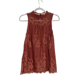 Womens Lace‎ shear fairy Sleeveless Top XS Crochet Boho peasant babydoll whimsi